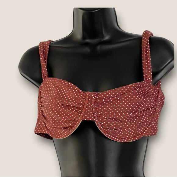 Brown polka dots bikini top size 42D - Picture 1 of 6